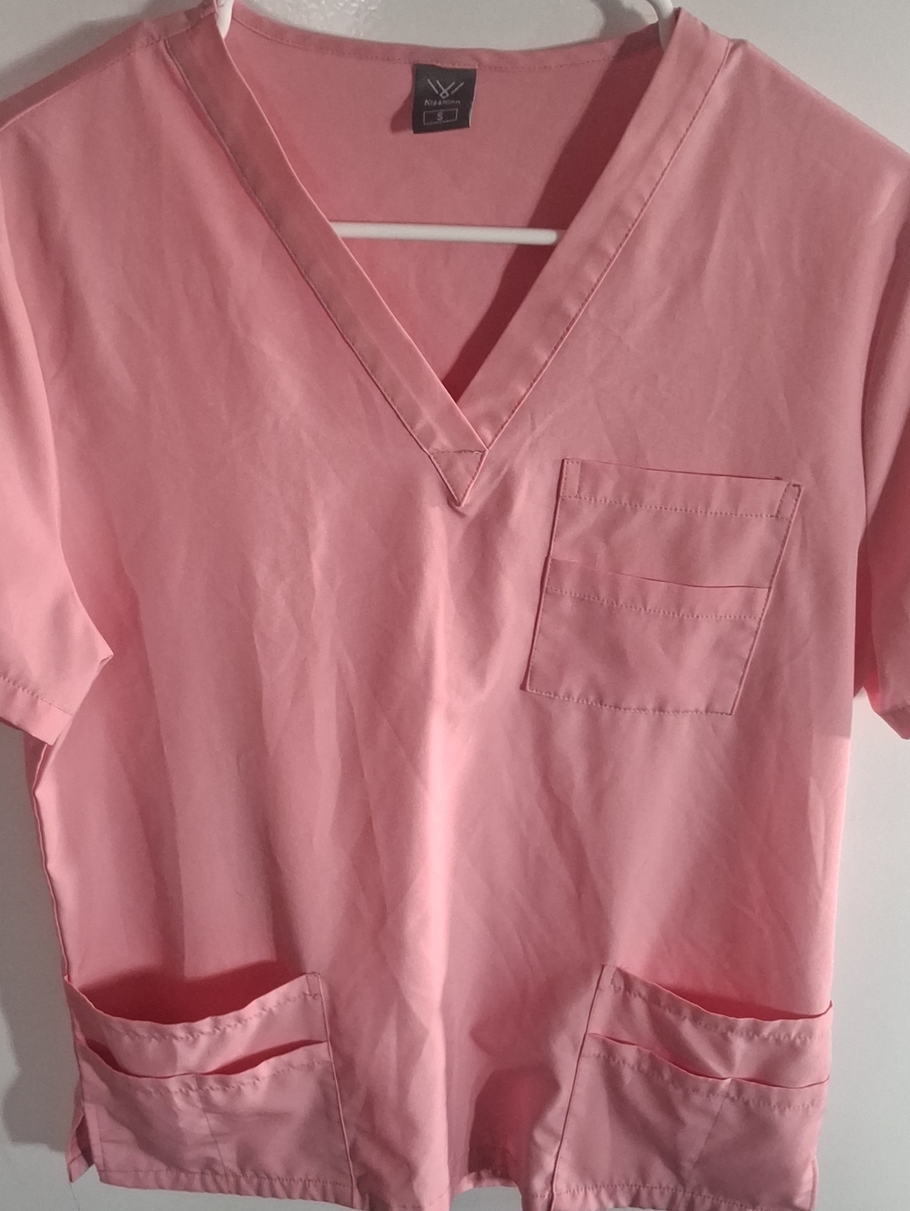 Women's Pink V-Neck Scrub Top - Unbranded